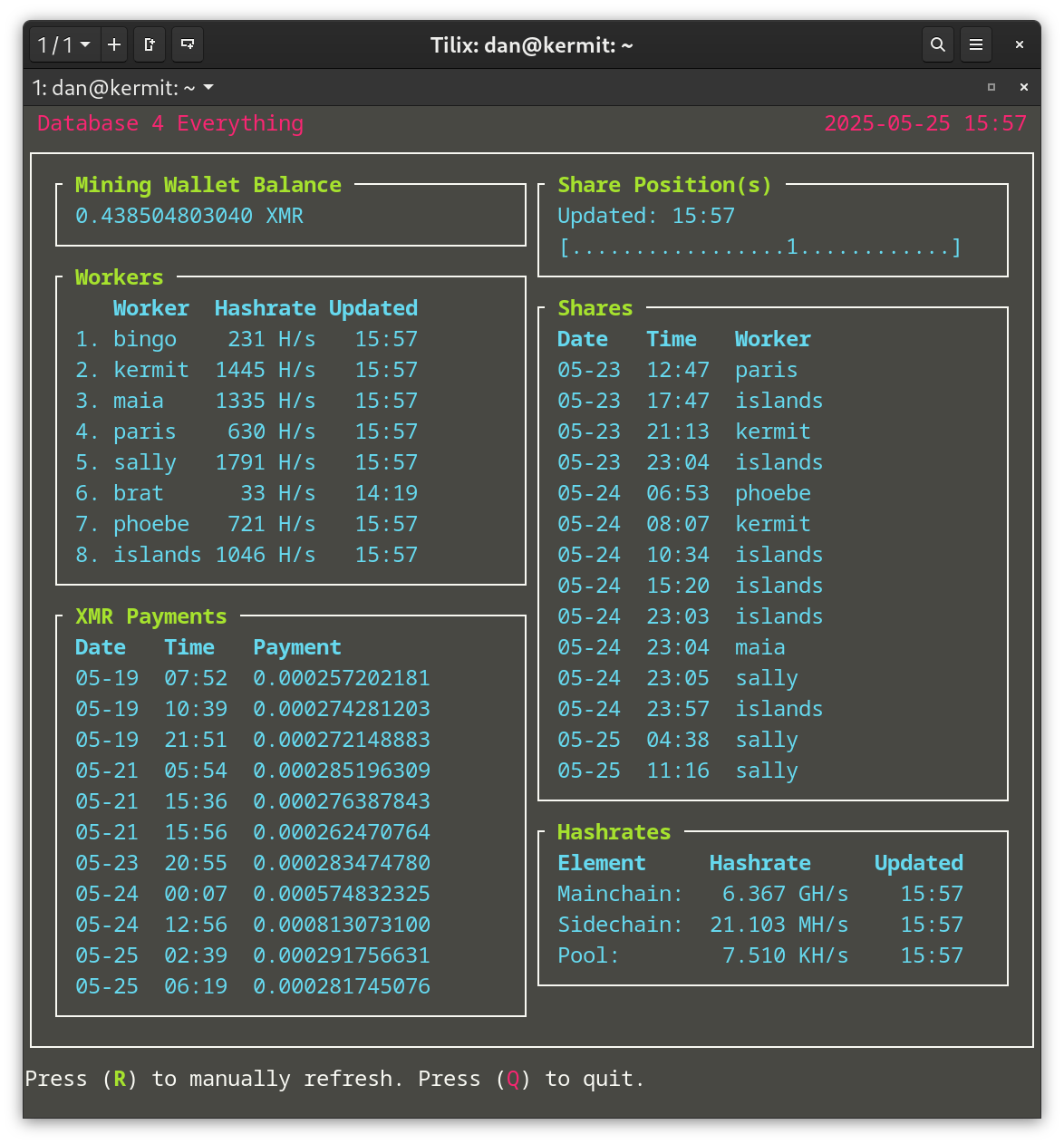Screenshot of db4e-gui.py