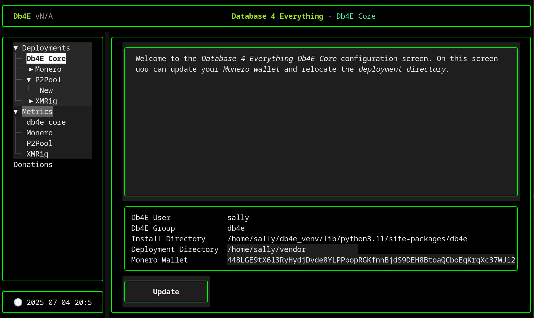 Screenshot of db4e-gui.sh