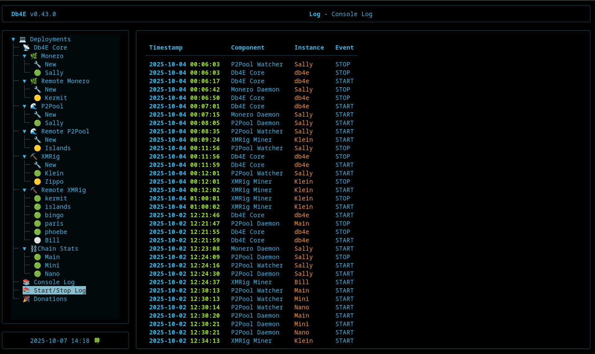 Start / Stop Log